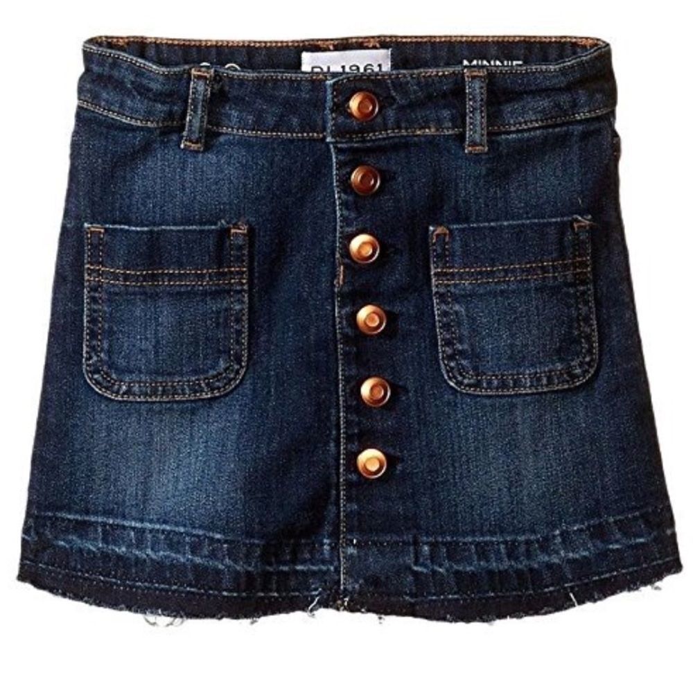 DL1961 Girls' Minnie a Line Denim Jean Raw Hem Mini Skirt 16 XL